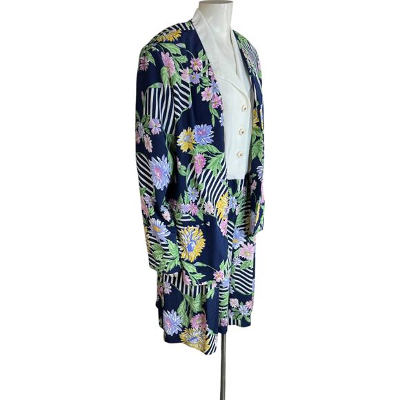 Leslie Fay VINTAGE 2-Piece Blazer & Romper Set Size 14 Blue Floral NWT - Picture 5 of 16